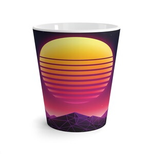 Retro Sunset Latte Mug - Cool Coffee Cup for Coffee Lovers, Perfect Gift for Birthdays, Home Decor, Kitchen Accessories