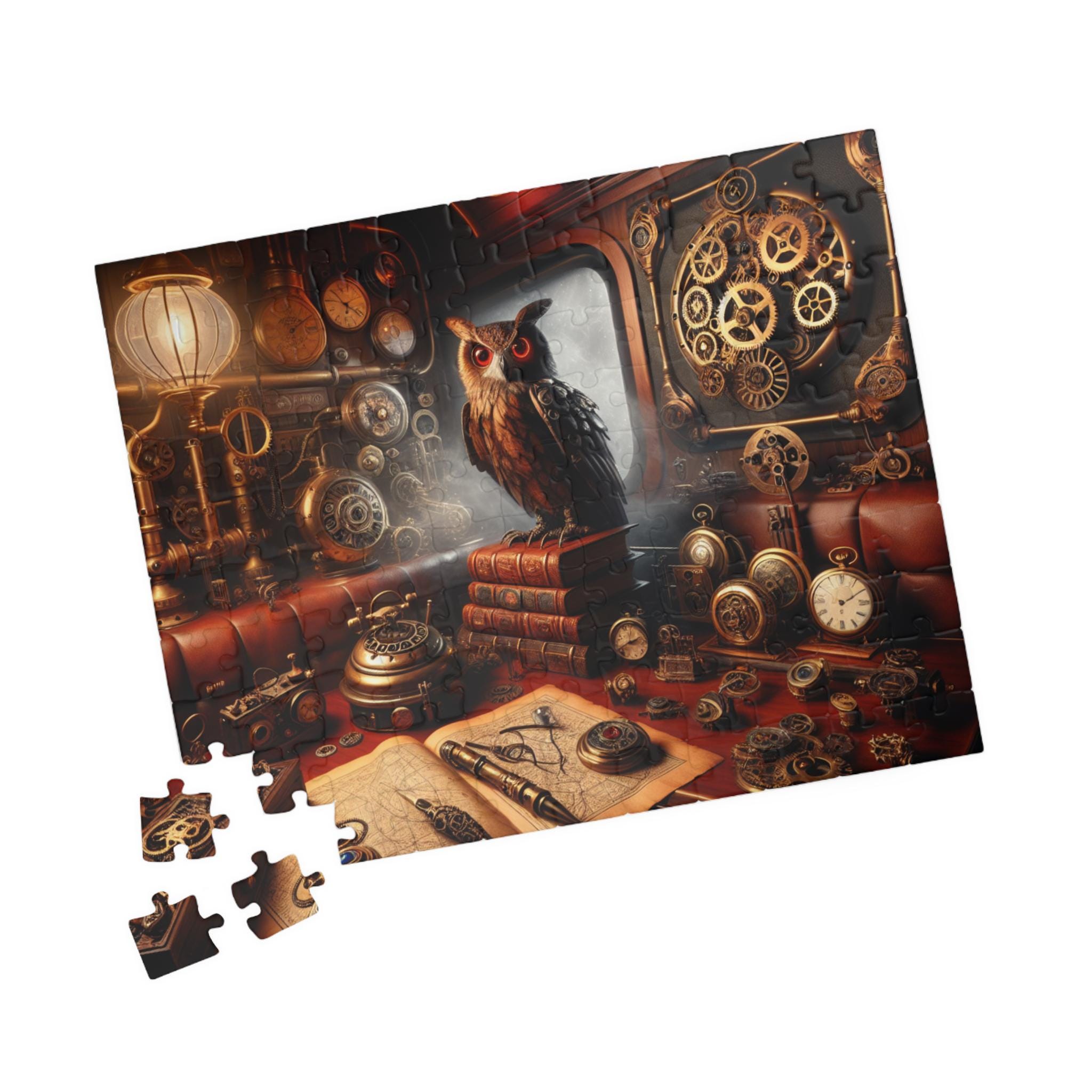 Steampunk Owl Jigsaw Puzzle - Unique Brain Teaser, Art Collectible