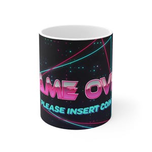 Retro Game Over Ceramic Mug - Perfect Gift for Gamers, Coffee Lover, Arcade-Themed Party, Birthday, or Holiday Celebrations