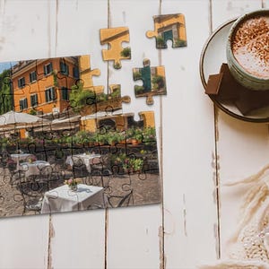 Outdoor Italian Café Puzzle, 110, 252, 520 Piece Puzzle, Travel Lovers Puzzle, Cozy Café Puzzle, Charming Jigsaw Puzzle, Café Art Puzzle