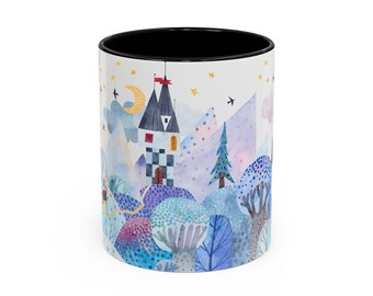 Whimsical Forest Castle Coffee Mug - Enchanted Drinkware