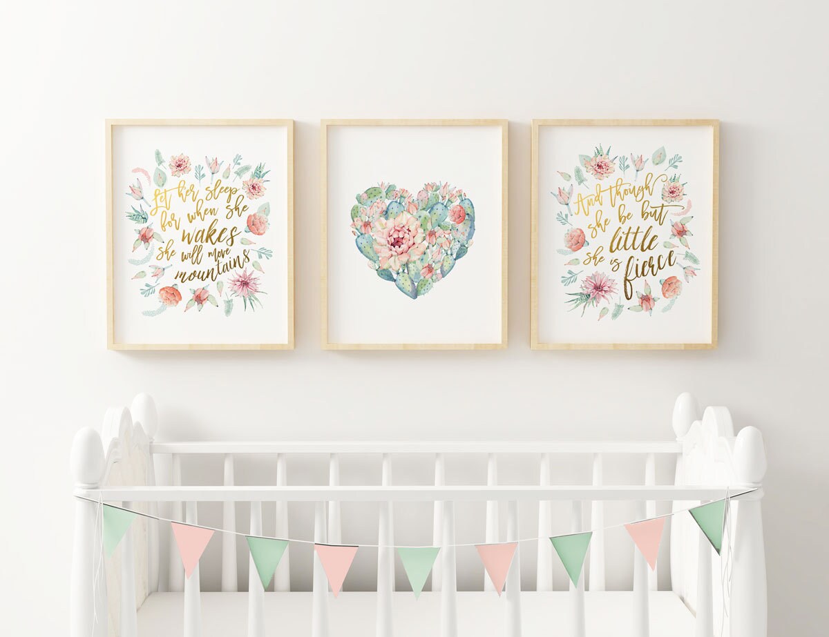 Cactus Nursery Print Decor Succulent Botanicals Art For Baby Etsy Ireland