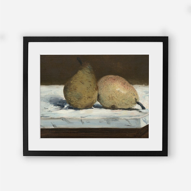 Vintage Pears Kitchen Wall Art Modern Farmhouse Kitchen Decor Antique Still Life Fruit Painting image 2