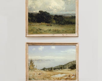 Vintage Landscape Wall Art - Set of Two Art Prints Artwork - Printed and Shipped