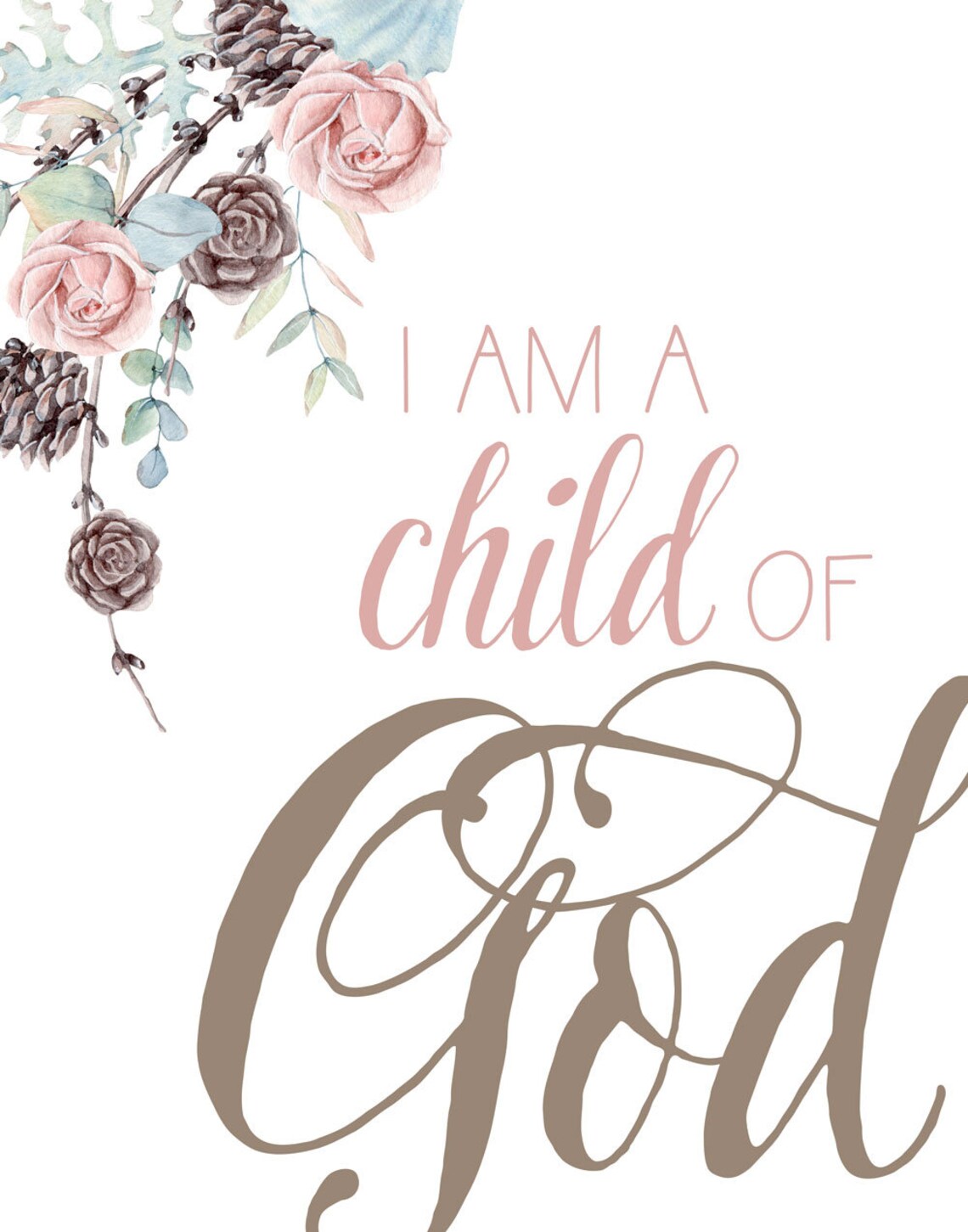 Religious Baby Girl Nursery Prints I Am a Child of God Wall - Etsy