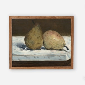 Vintage Pears Kitchen Wall Art - Modern Farmhouse Kitchen Decor - Antique Still Life Fruit Painting