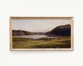 Vintage Horizontal Landscape Wall Art Print - Above Bed Art, Kitchen shelf Artwork - Printed and Shipped