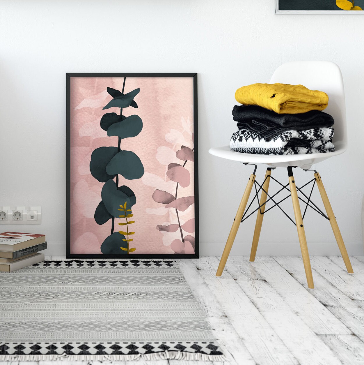 Abstract Pink Eucalyptus Art Print Living Room Decor Wall Etsy
