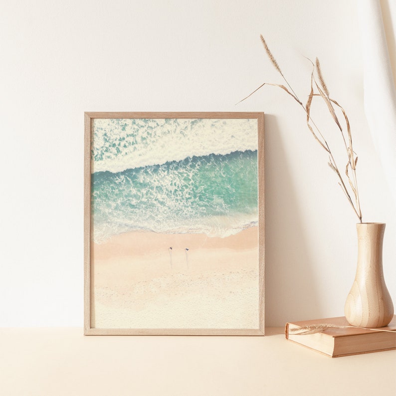 Beach Waves Print Wall Print Coastal Decor Pastels Peach Etsy