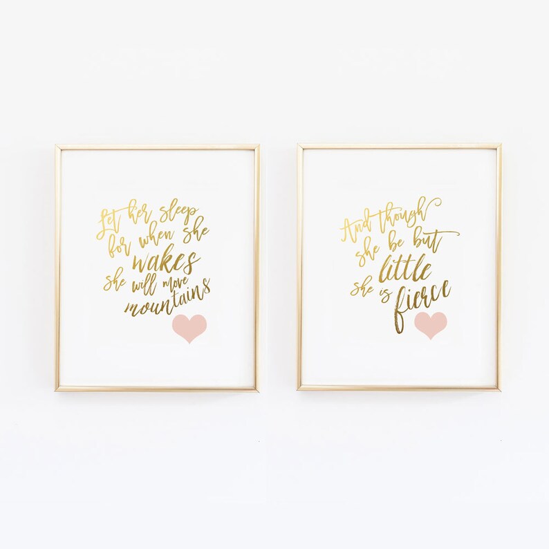 Baby Girl Nursery Wall Prints And though she be but little Etsy