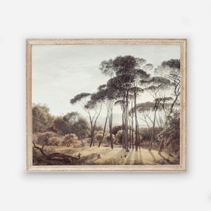 Tall Trees Vintage Italian Landscape Wall Art by Dutch Painter - Old Painting - Printed and Shipped to you