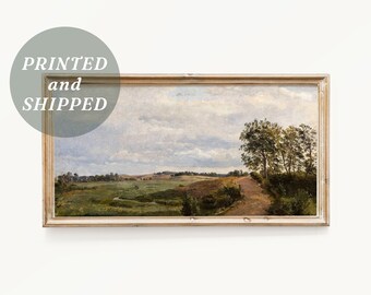 Vintage Long Horizontal Landscape Wall Art Print - Above Bed Art, Kitchen shelf Artwork - Printed and Shipped