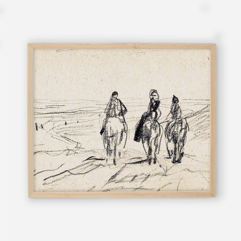 Vintage Horse Sketch Wall Print Printed and shipped to you on premium paper image 1