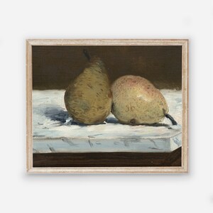 Vintage Pears Kitchen Wall Art Modern Farmhouse Kitchen Decor Antique Still Life Fruit Painting image 4