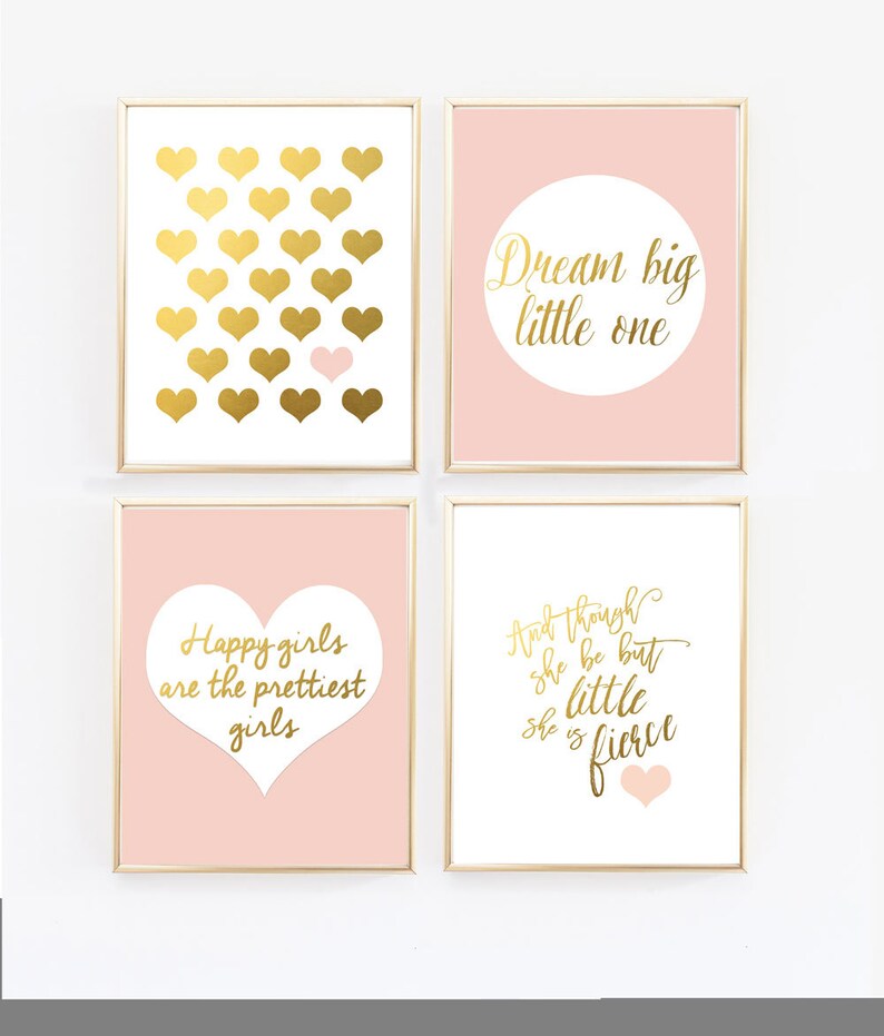 Pink and Gold Nursery Decor Nursery Wall Art Dream Big Girl Etsy