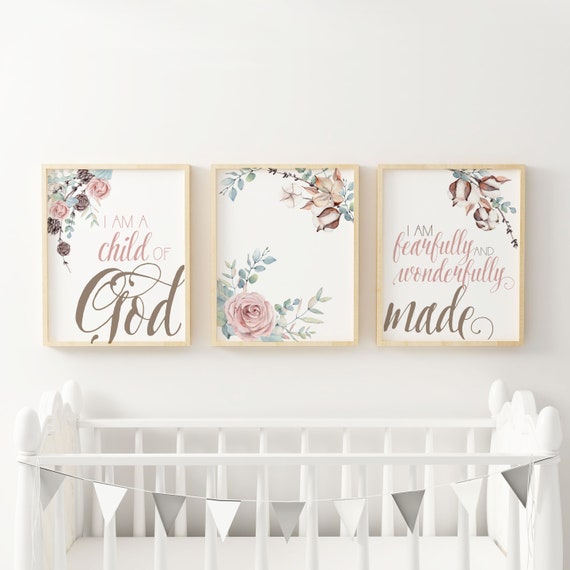 Religious Baby Girl Nursery Prints I Am A Child Of God Wall Etsy
