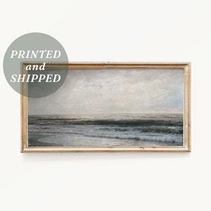 Vintage Ocean Wave Print - Long Horizontal Vintage Wall Art Print - Above Bed Art - Printed and Shipped