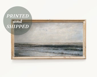Vintage Ocean Wave Print - Long Horizontal Vintage Wall Art Print - Above Bed Art - Printed and Shipped