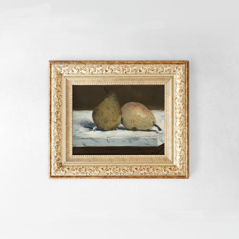 Vintage Pears Kitchen Wall Art Modern Farmhouse Kitchen Decor Antique Still Life Fruit Painting image 3