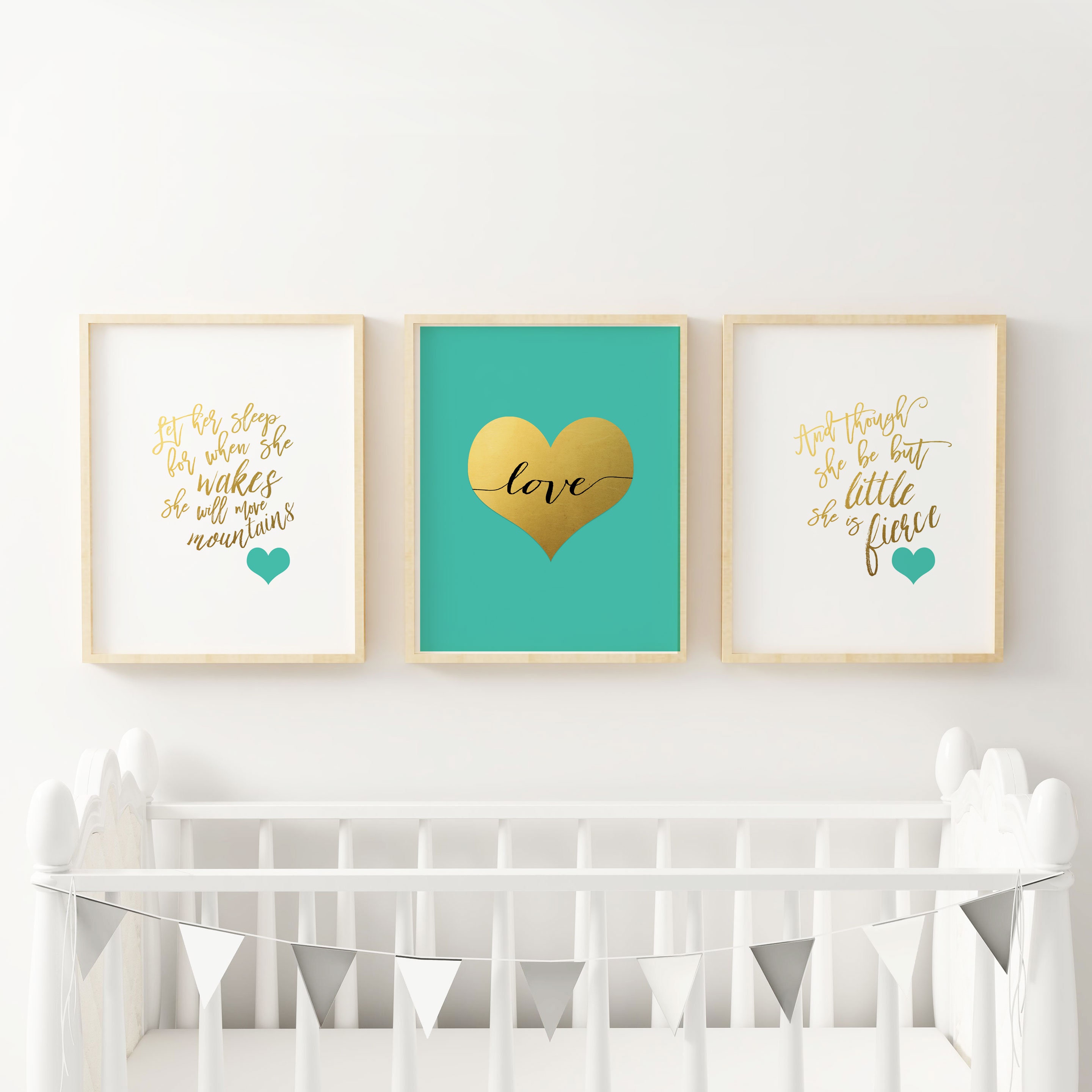 Large Nursery Wall Art In Teal Nursery Quotes Girls Bedroom Etsy