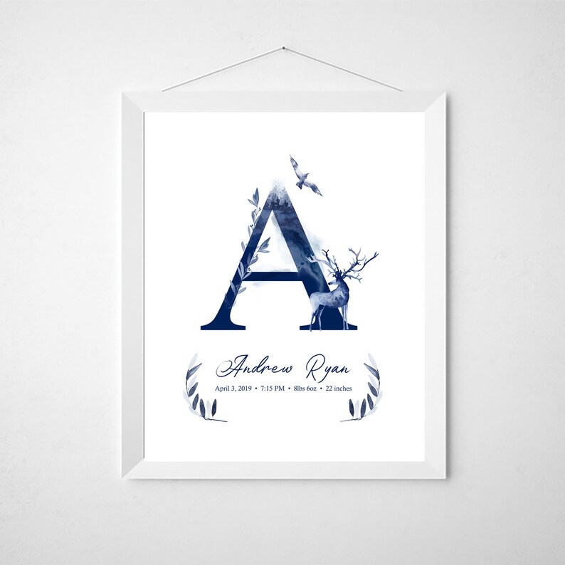 Woodlands Baby Boy Name Print Wall Art for Custom Gift Etsy