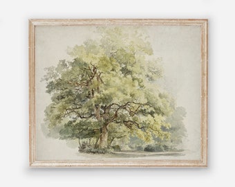 Vintage Tree Wall Art - Green Beige Art Print - Boomstudie by George Andries Roth - Printed and Shipped to you