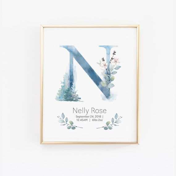 Personalised Baby Nursery Print Art Poster Name Birth Details Keepsake