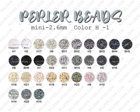 2.6mm Mini Beads Refill Color-H (blanco / gris / negro) - (Perler Beads /  Hama Beads / Fuse Beads)