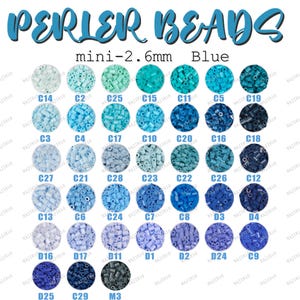 Serie A - Recambio de miniperlas de 2,6 mm, color azul (perlas Perler, perlas Hama y perlas Fuse)