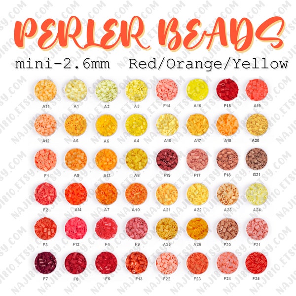 Recharge de mini-perles de 2,6 mm Rouge Orange Jaune - (Perler Beads/Hama Beads/Fuse Beads)