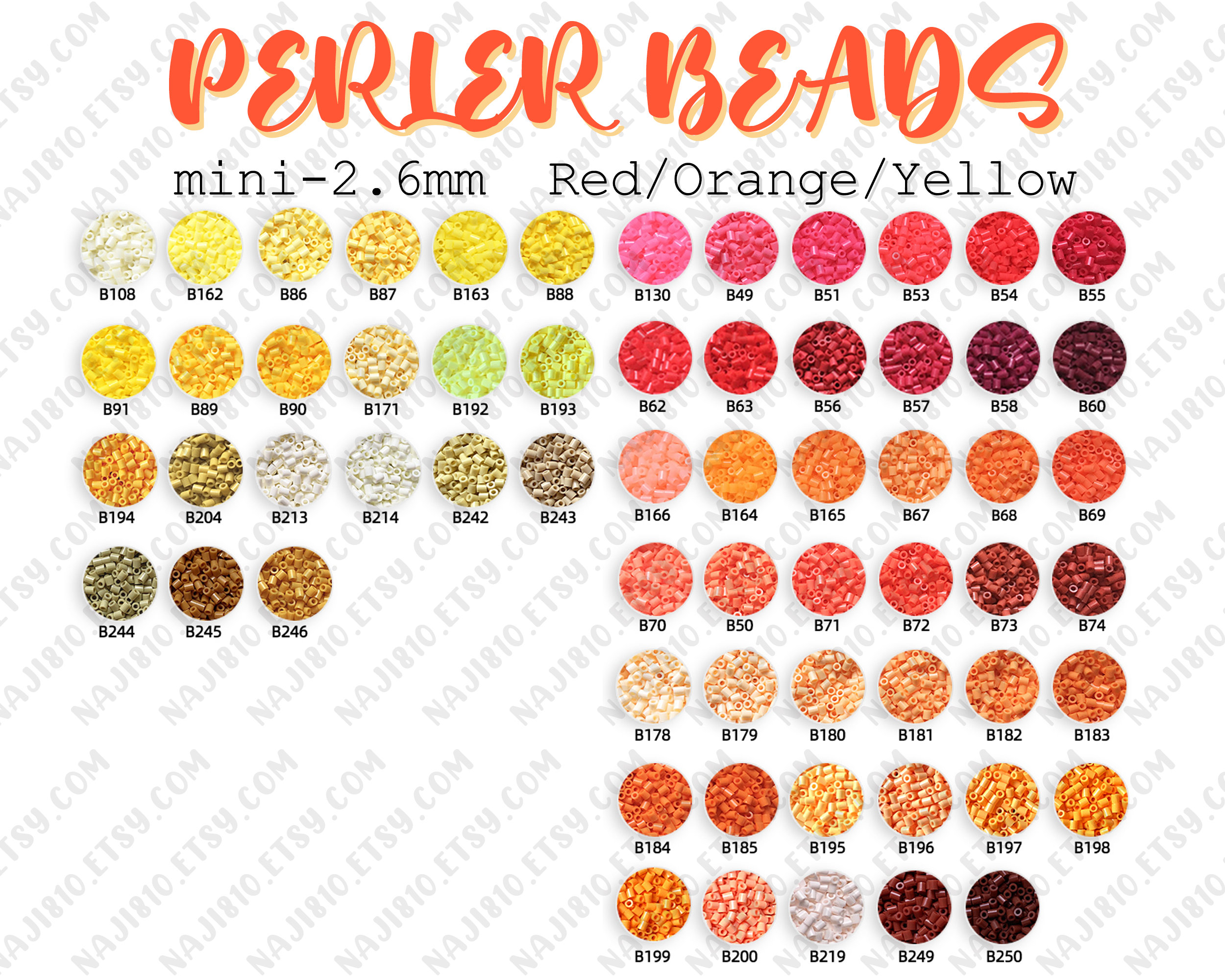 2.6mm Mini Beads Refill Red Orange Yellow perler Beads/hama Beads/fuse  Beads -  Norway