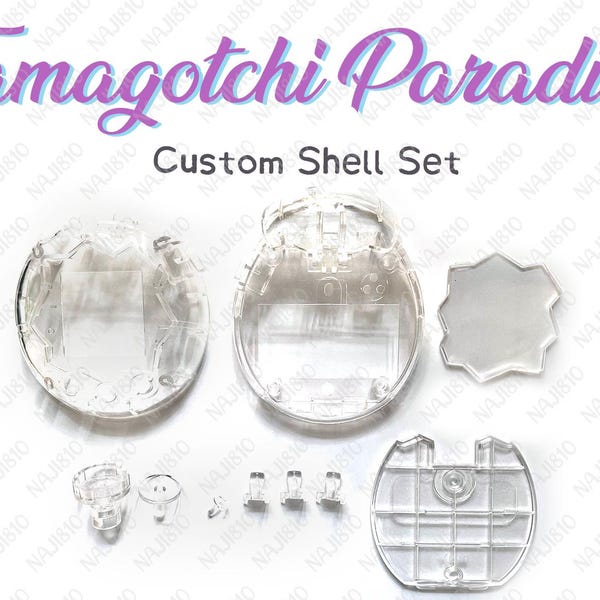Tamagotchi Paradise custome shell SET - clear / glitter / black