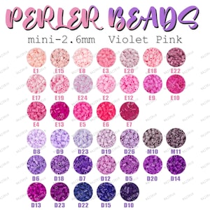 Serie A - Recarga de miniperlas de 2,6 mm, color rosa/violeta (perlas Perler, perlas Hama y perlas Fuse)