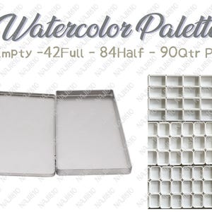 Watercolor Palette Large Tin Box / empty watercolor tin / 42 full pans / 84 Half Pans / 90 Qtr Pans with magnetic strips