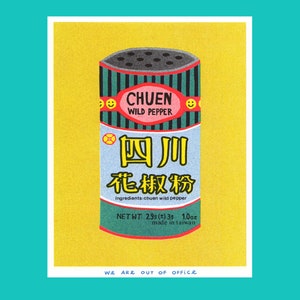 Una stampa risografica di una lattina di peperoncino Chuen