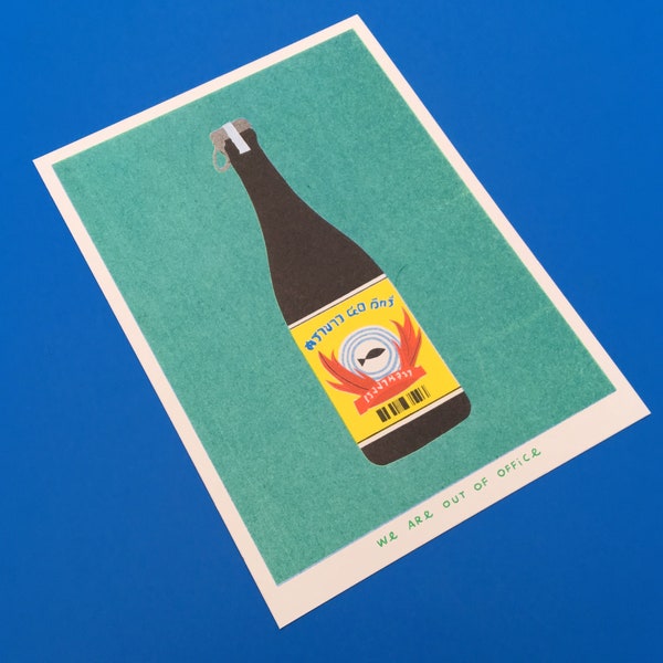 A riso graph print of a thai bottle of booze