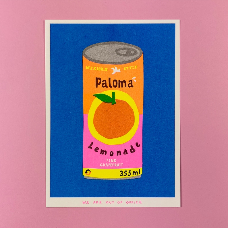 A riso graph print of can of Paloma Lemonade image 6