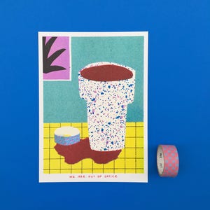 A risograph print of a still life with one of our favourite cups image 2