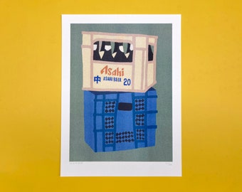 A 30X40 cm limited edition risograph print of the painting Asahi