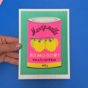 A risograph print of a can of pomodori image 3