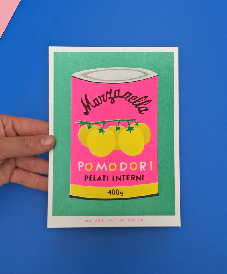 A risograph print of a can of pomodori image 3