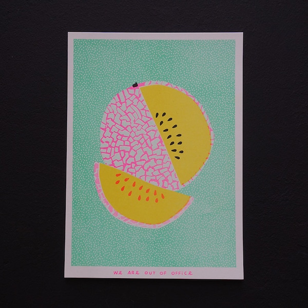 Risograph print of a rather tasty melon