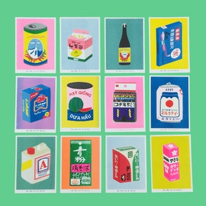 Combined shipping for 2,3,4,5 or 6 Riso prints of packaging from all over the world image 3