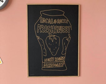 A2 Risograph print of our Next Right, Next Left vase in gold on black