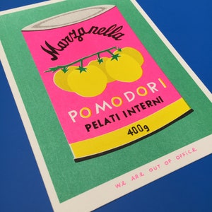 A risograph print of a can of pomodori image 4