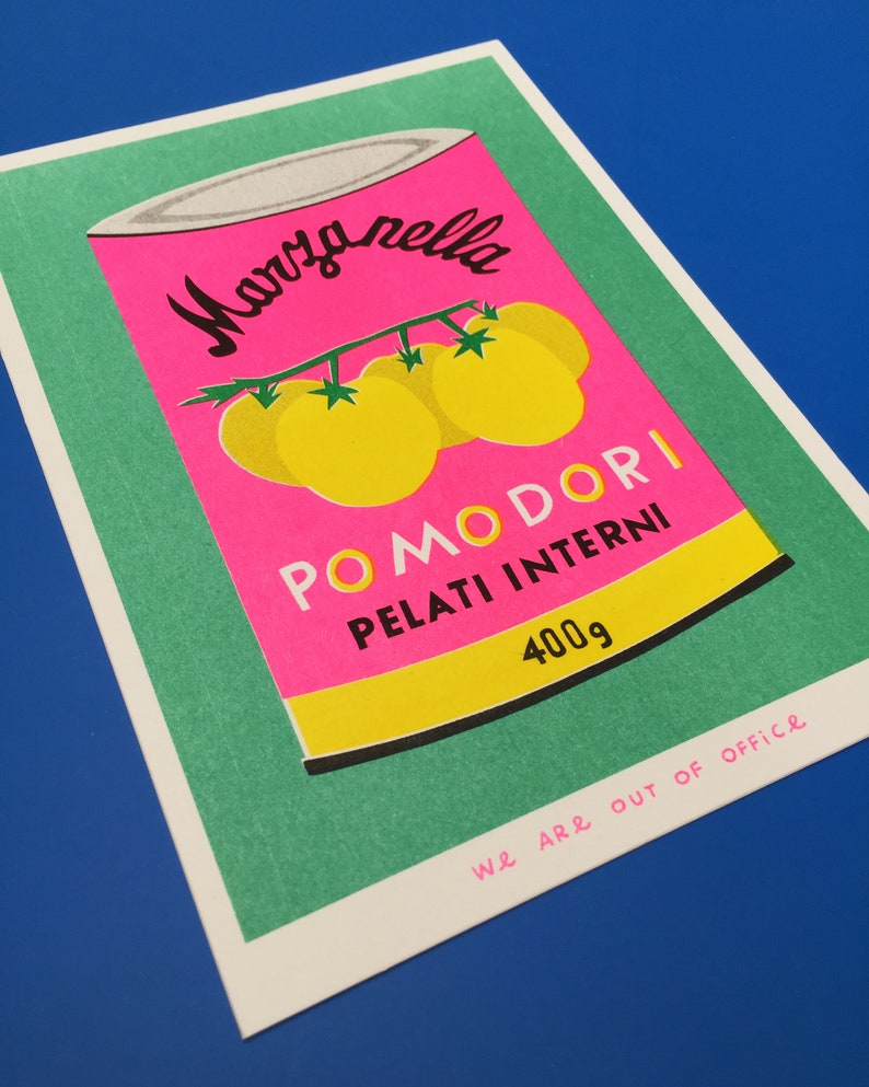 A risograph print of a can of pomodori image 4