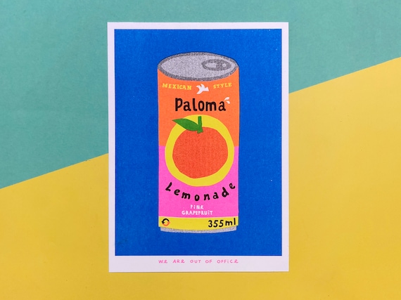 A Risograph Print of Can of Paloma 