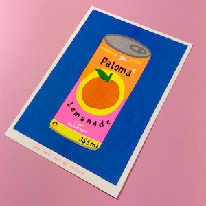 A riso graph print of can of Paloma Lemonade image 3