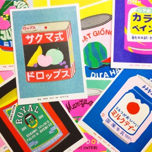 Combined shipping for 2,3,4,5 or 6 Riso prints of packaging from all over the world image 1