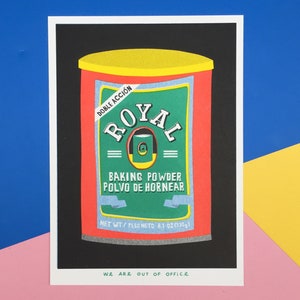 A risograph print of royal baking soda